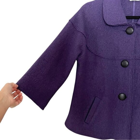 GELCO Vintage Wool Button Front Cropped Jacket Purple 16 UK - Picture 3 of 12